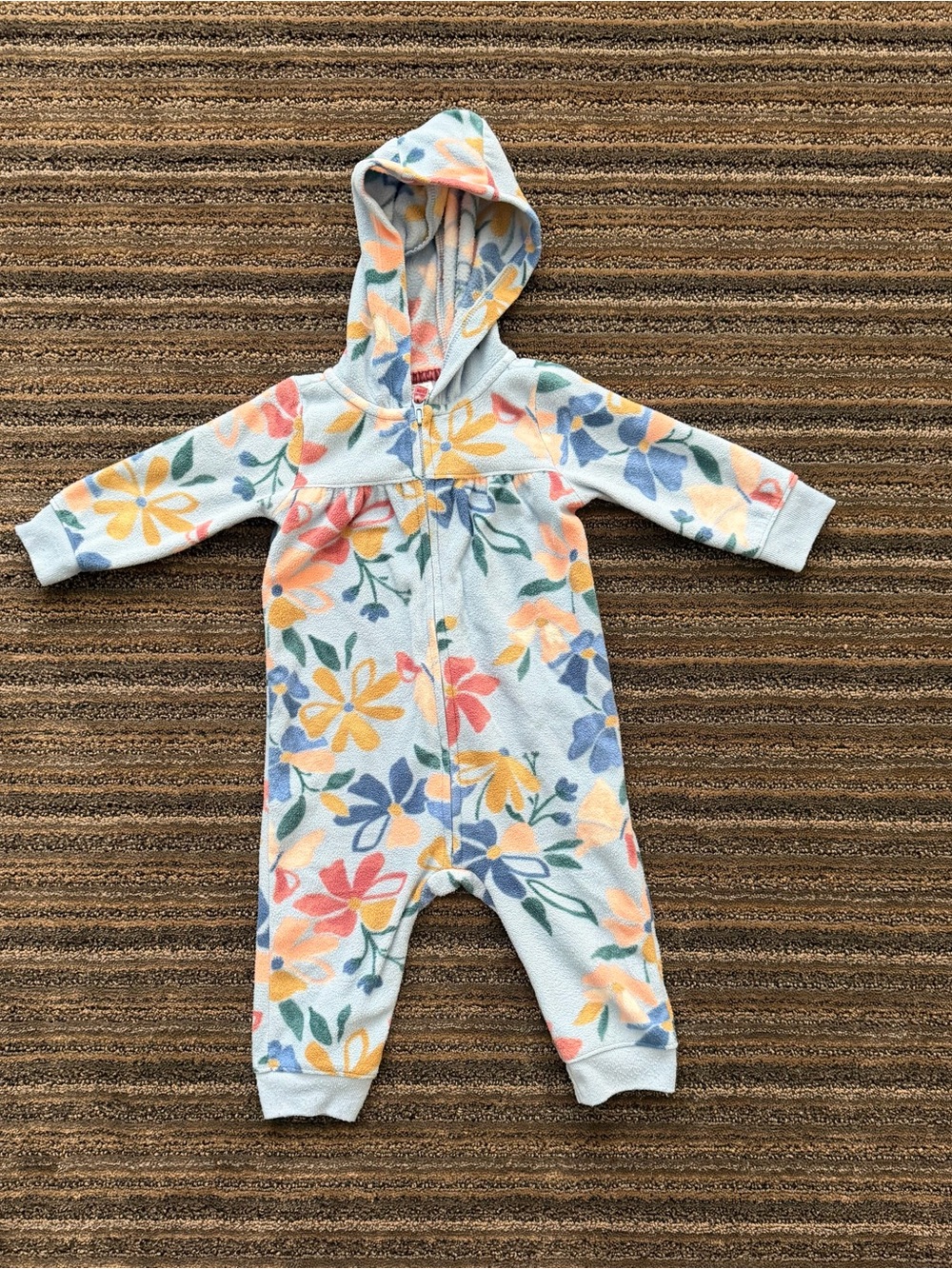 Carter's Baby Light Blue Floral Hooded Footie